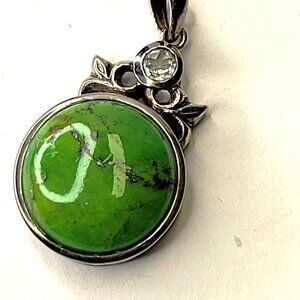 Green Turquoise 925 Sterling Silver Plated Pendant